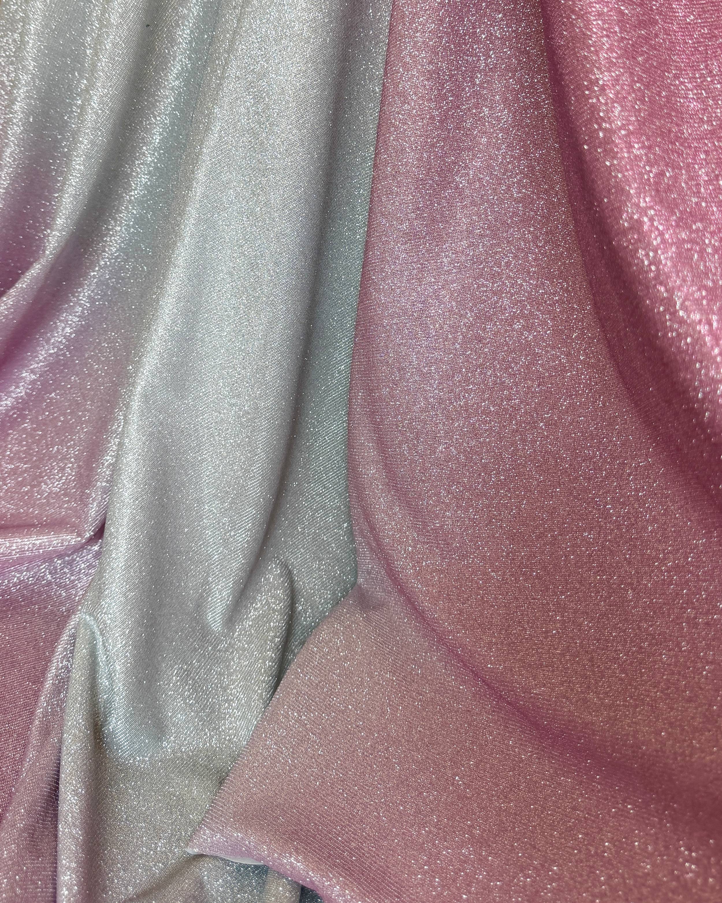Pink Ombre Stretch Metallic Lurex - Image 8