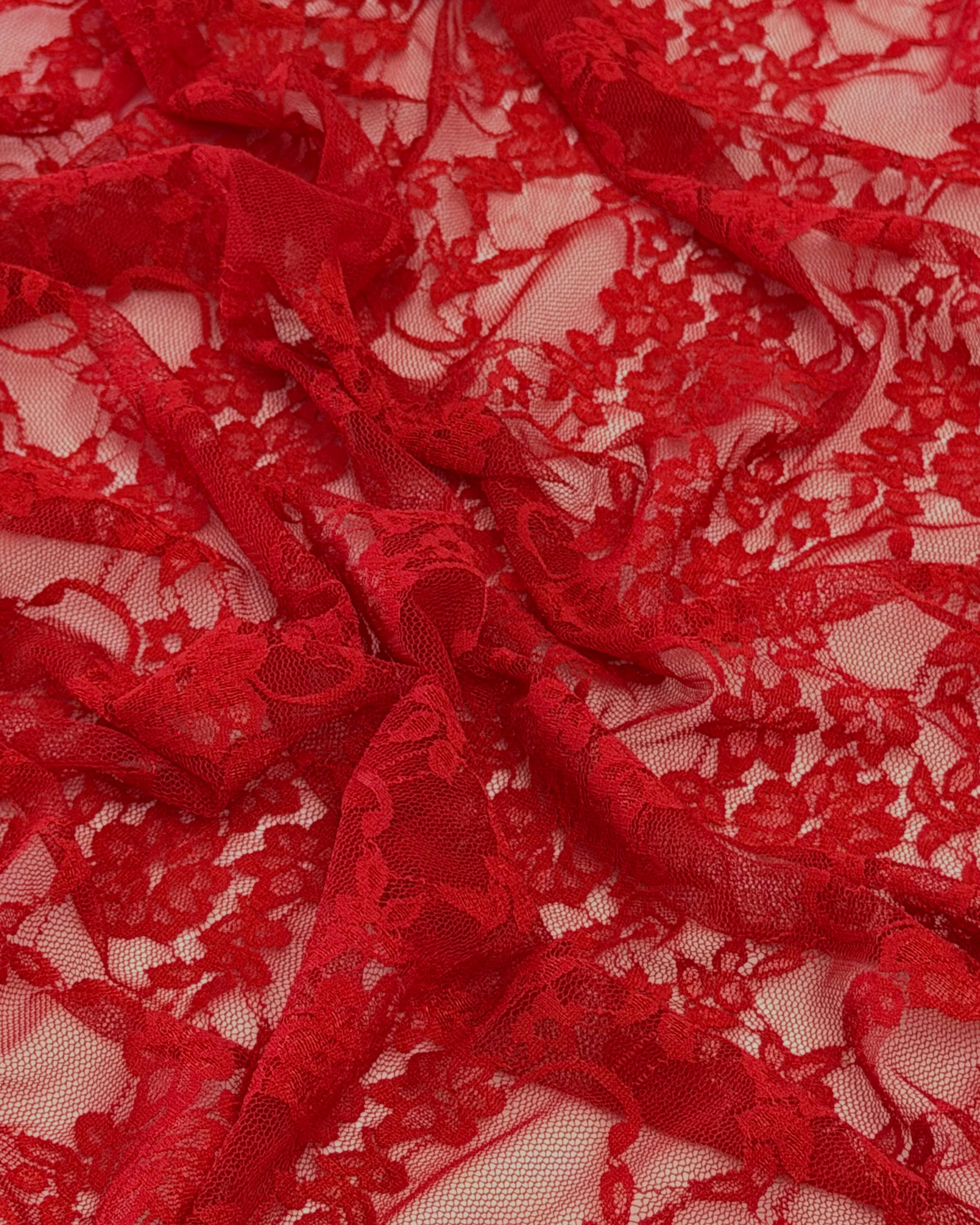 Red Floral Dainty Chantilly Lace - Image 5