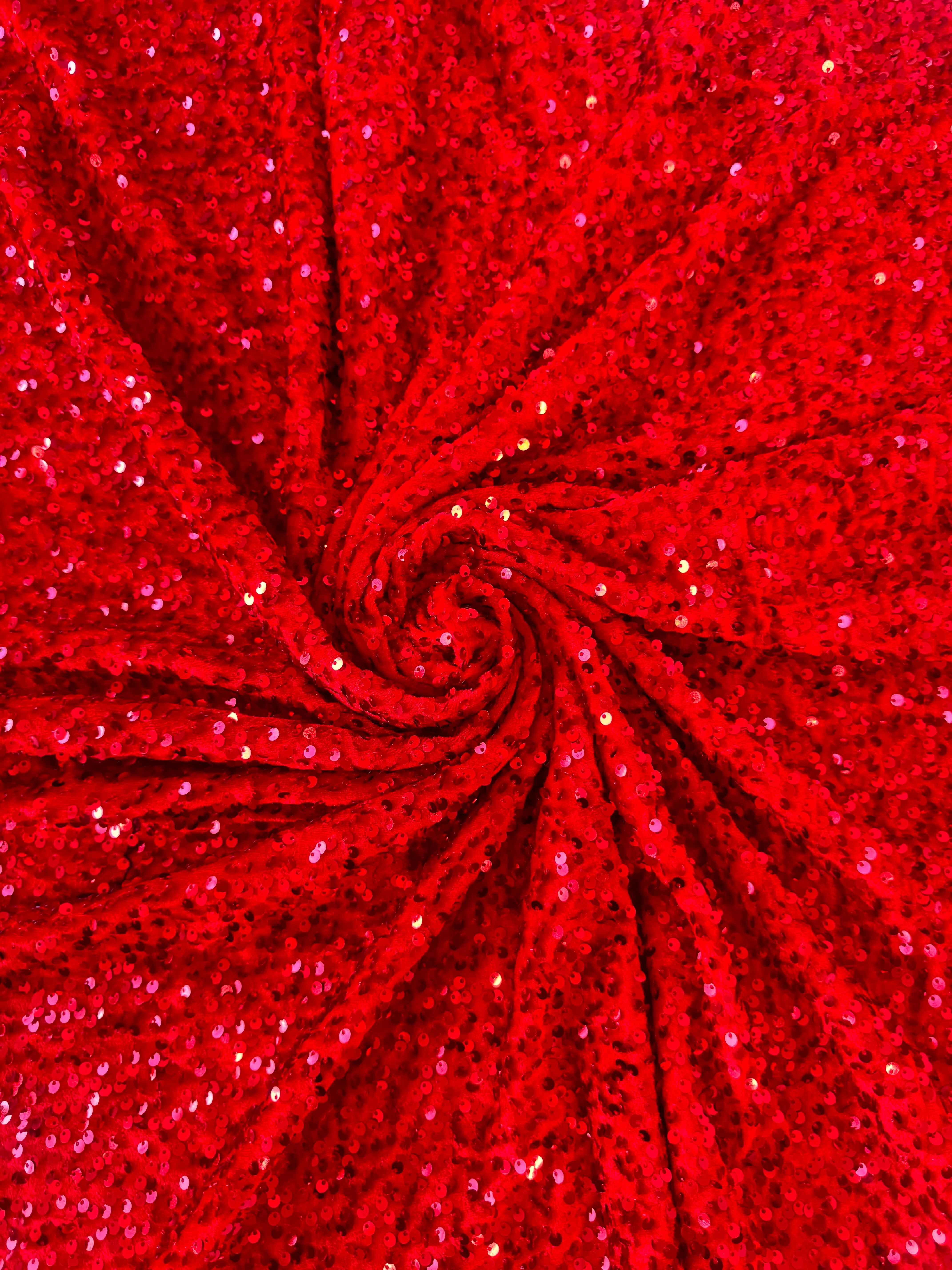 Red Sequins Velvet - Image 4
