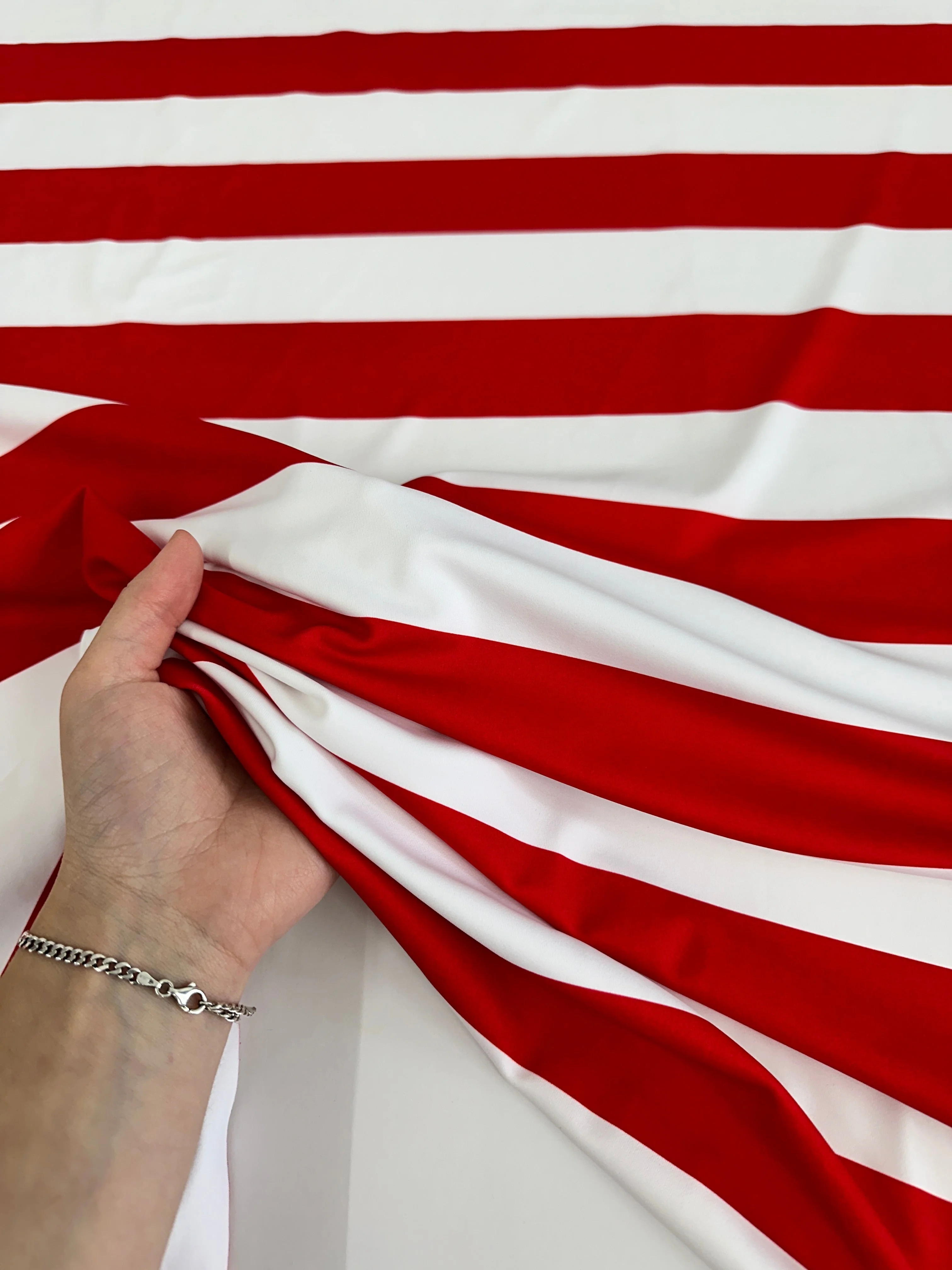 Red White Stripped Nylon Spandex - Image 2