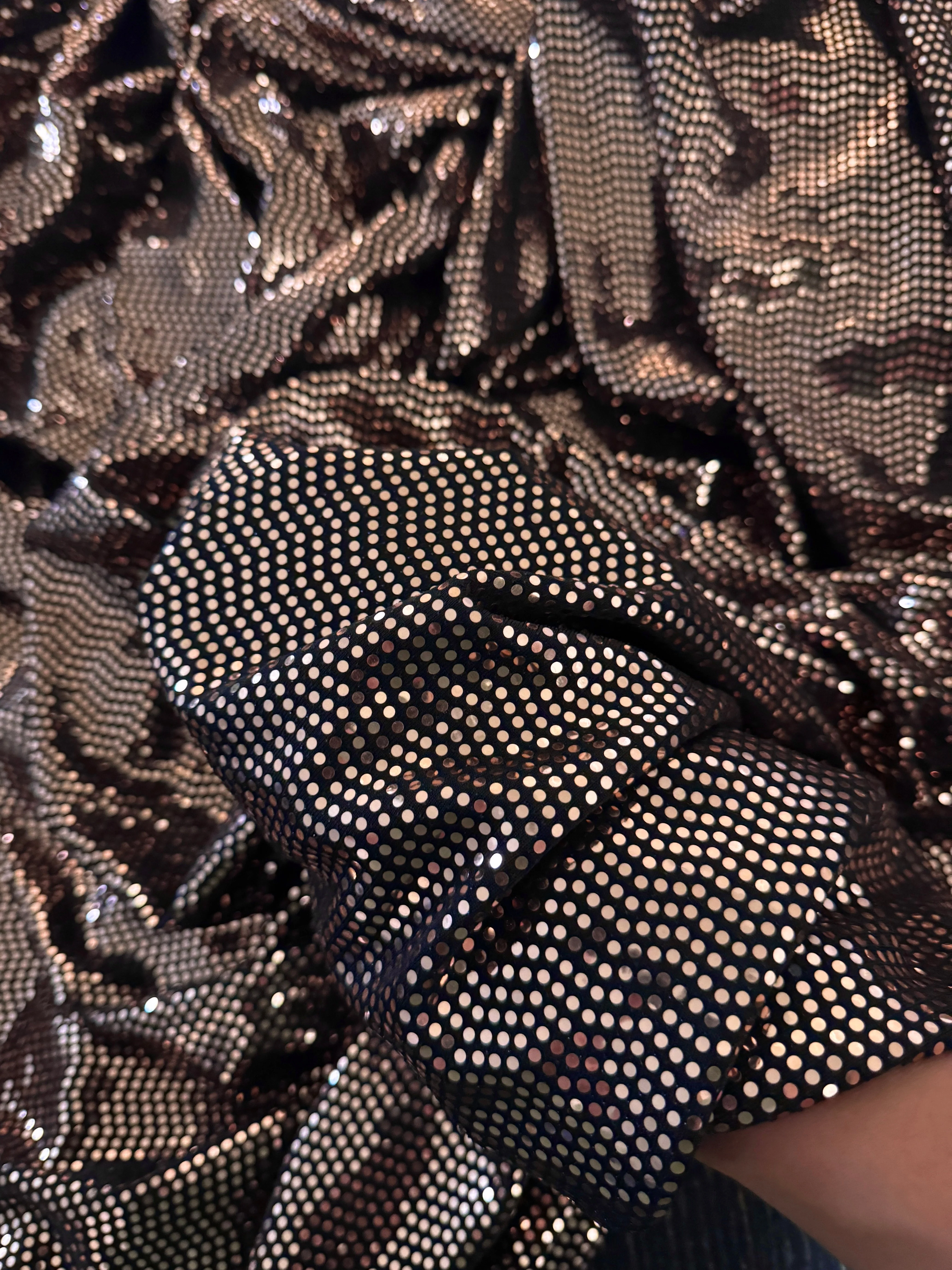 Rose Gold Sequin Mirror Foiled Spandex - Image 4