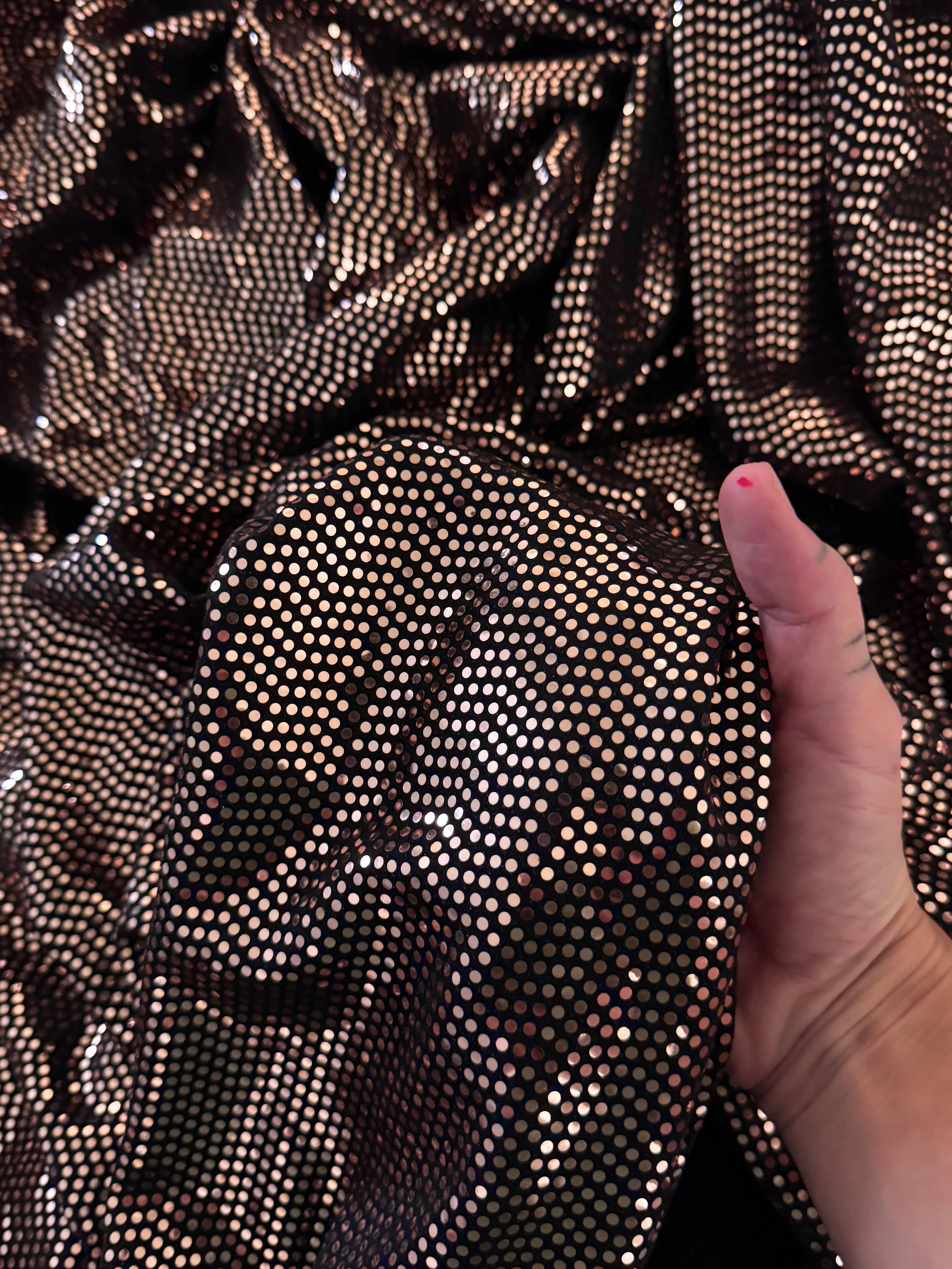 Rose Gold Sequin Mirror Foiled Spandex - Image 7