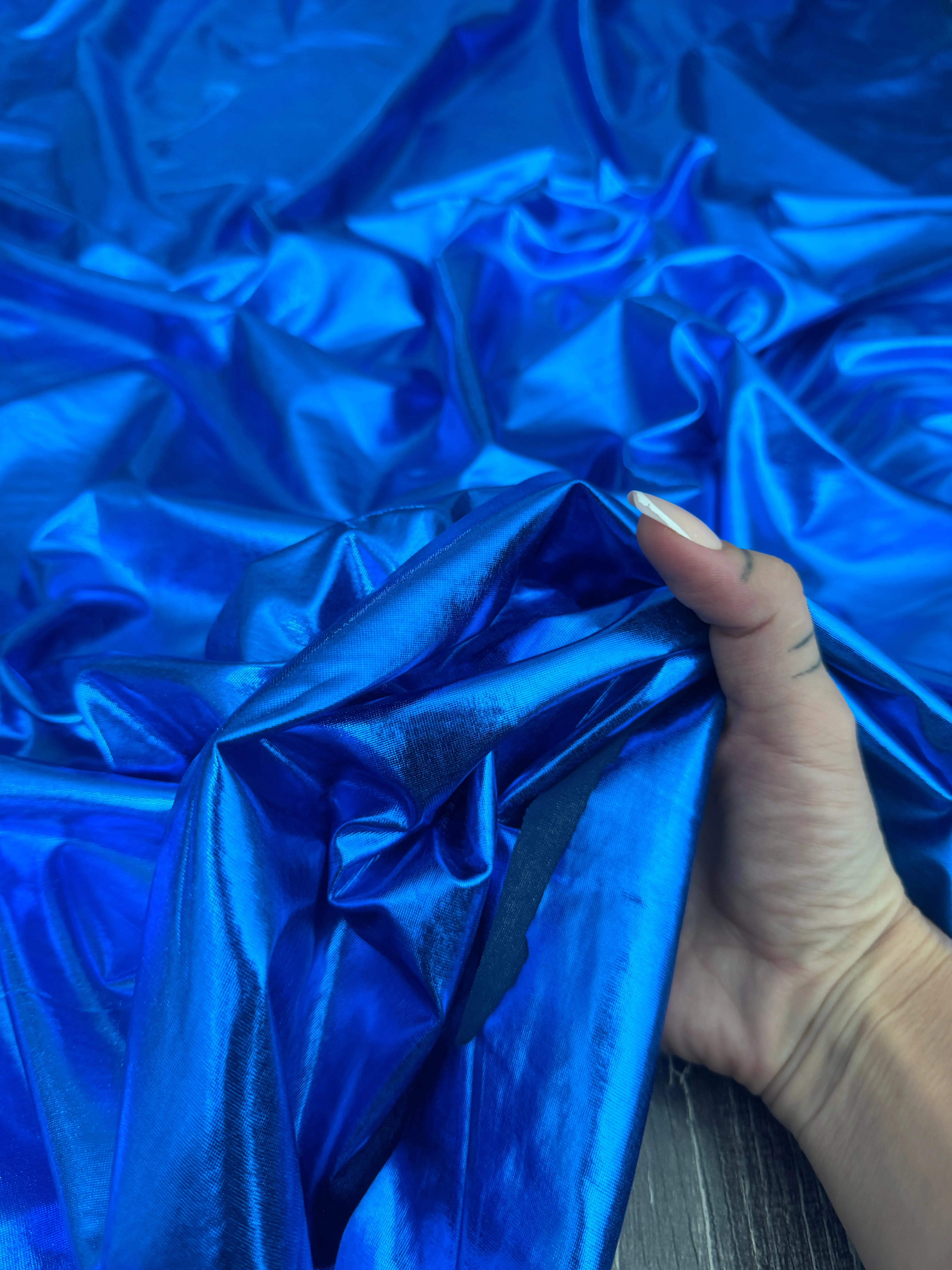 Royal Blue Coated Spandex Pleather - Image 8
