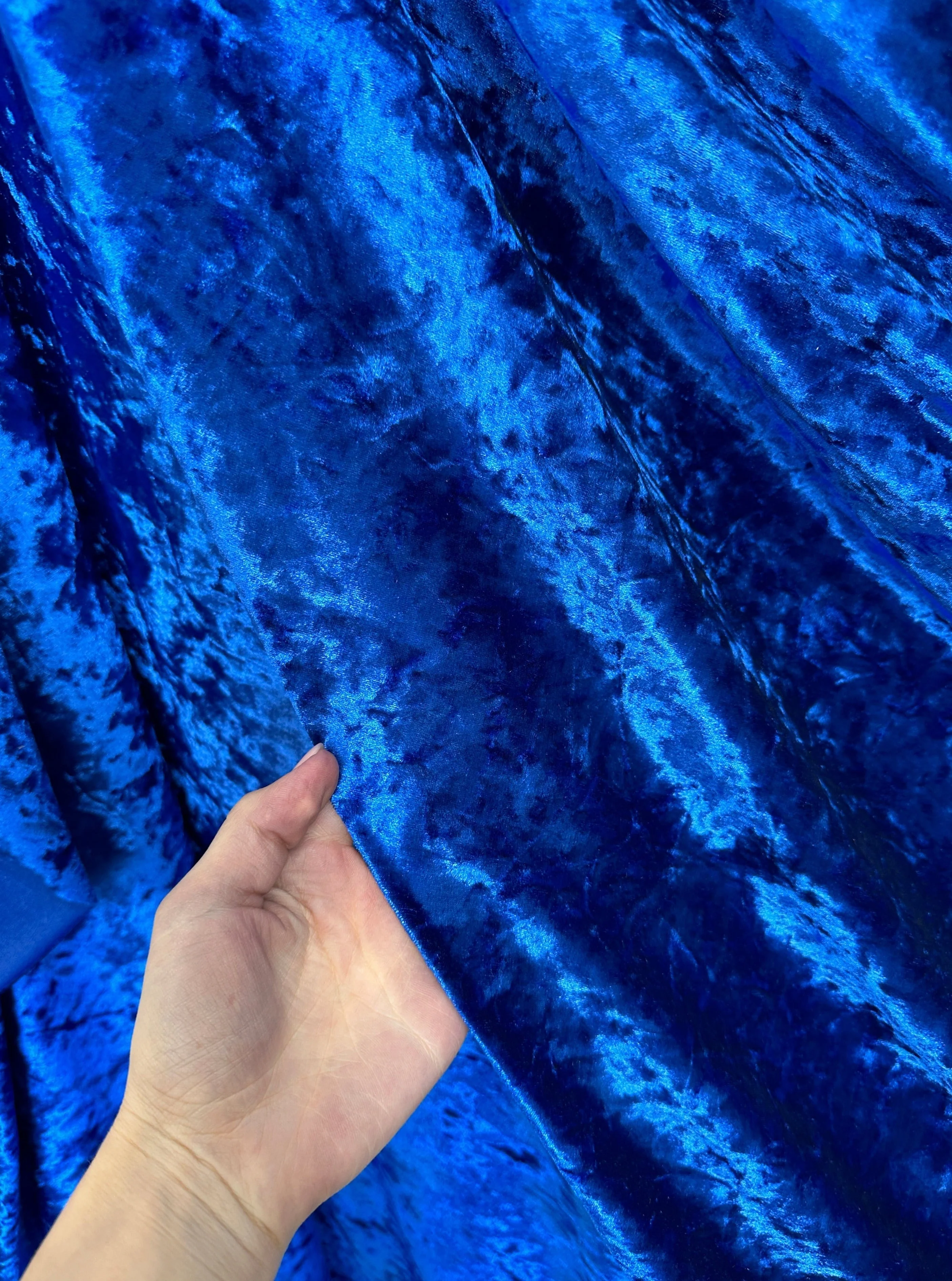 Royal Blue Stretch Crushed Velvet - Image 8