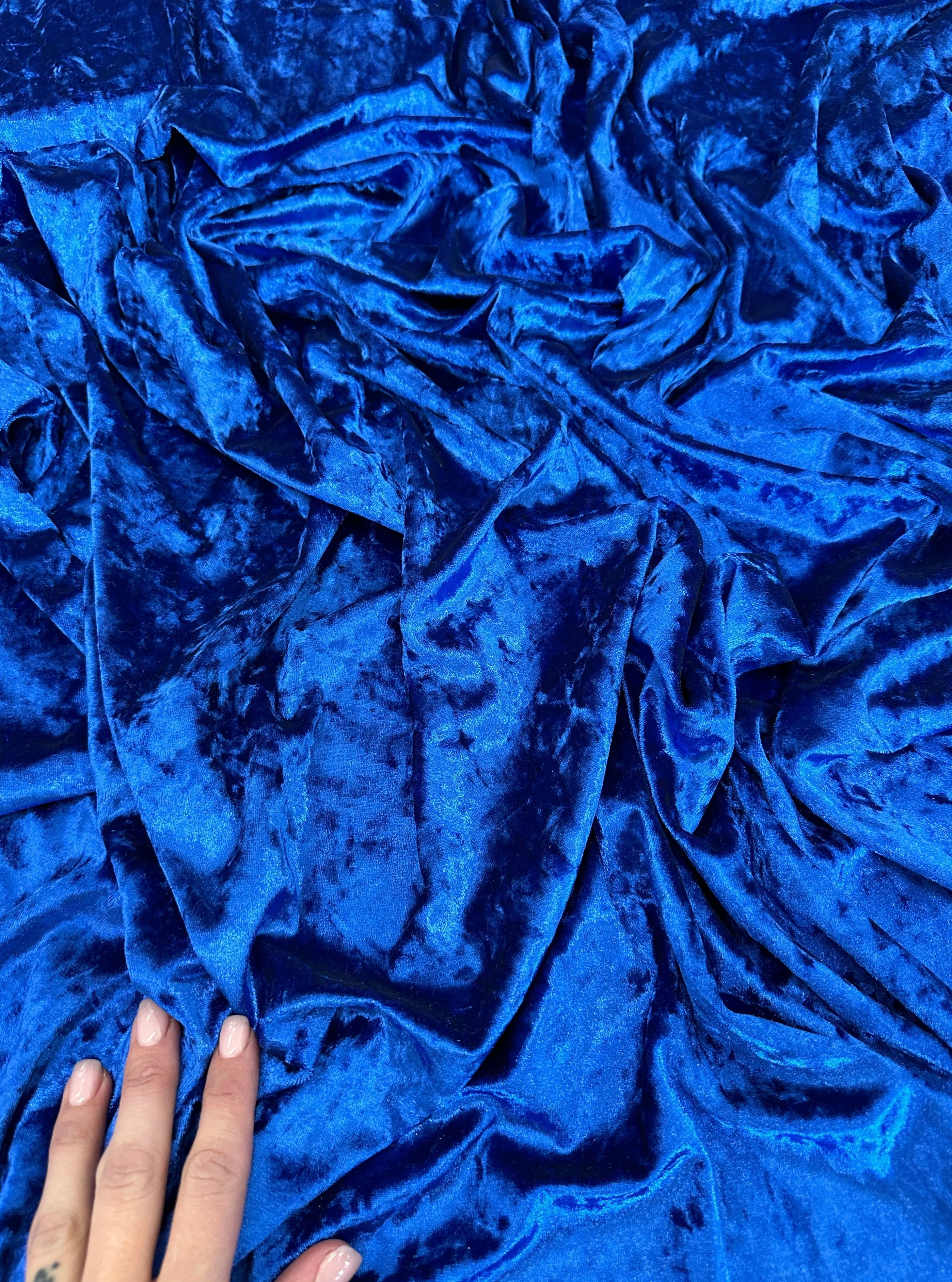 Royal Blue Stretch Crushed Velvet - Image 9