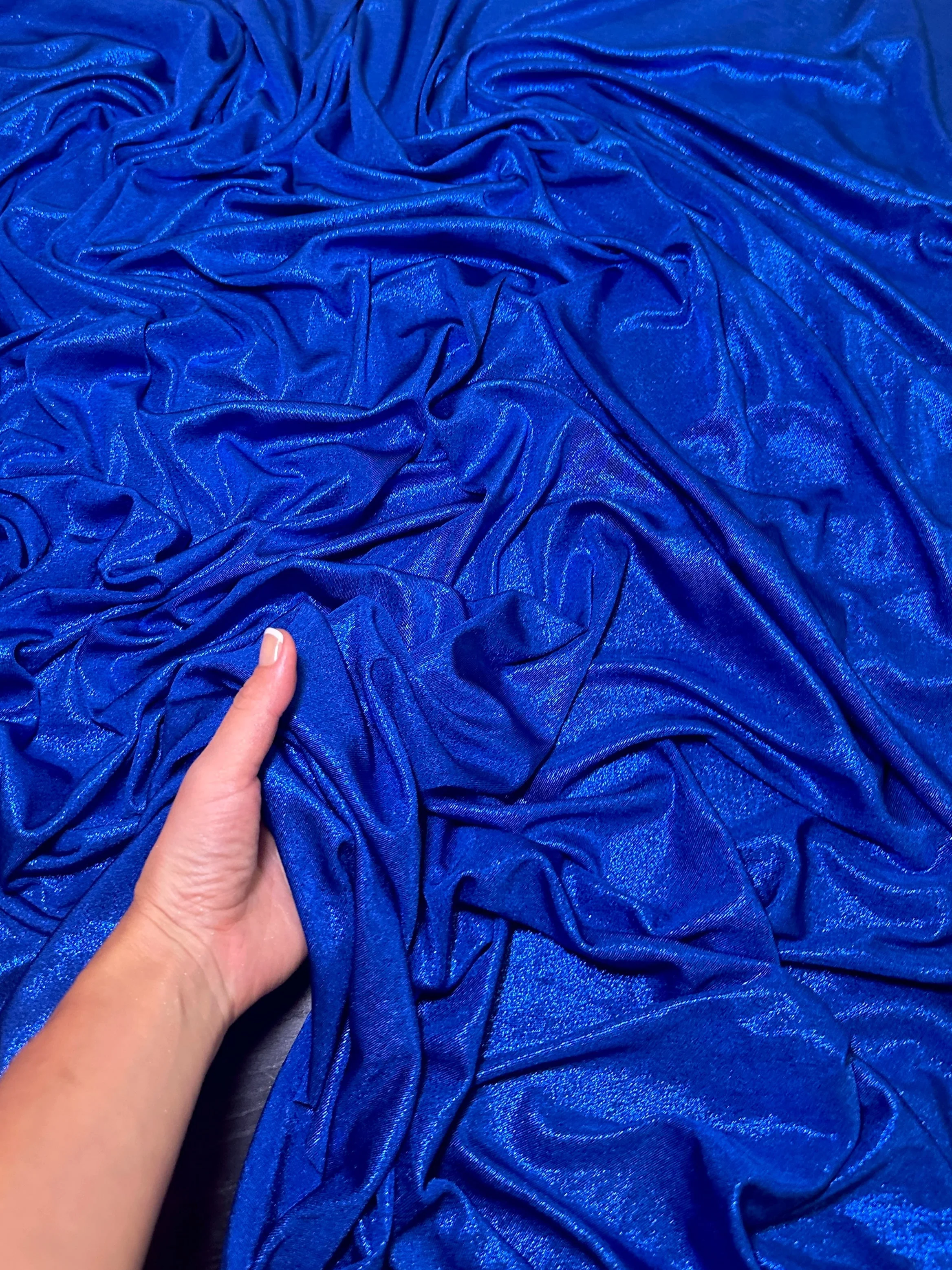 Royal Blue Slinky Foiled Jersey - Image 5