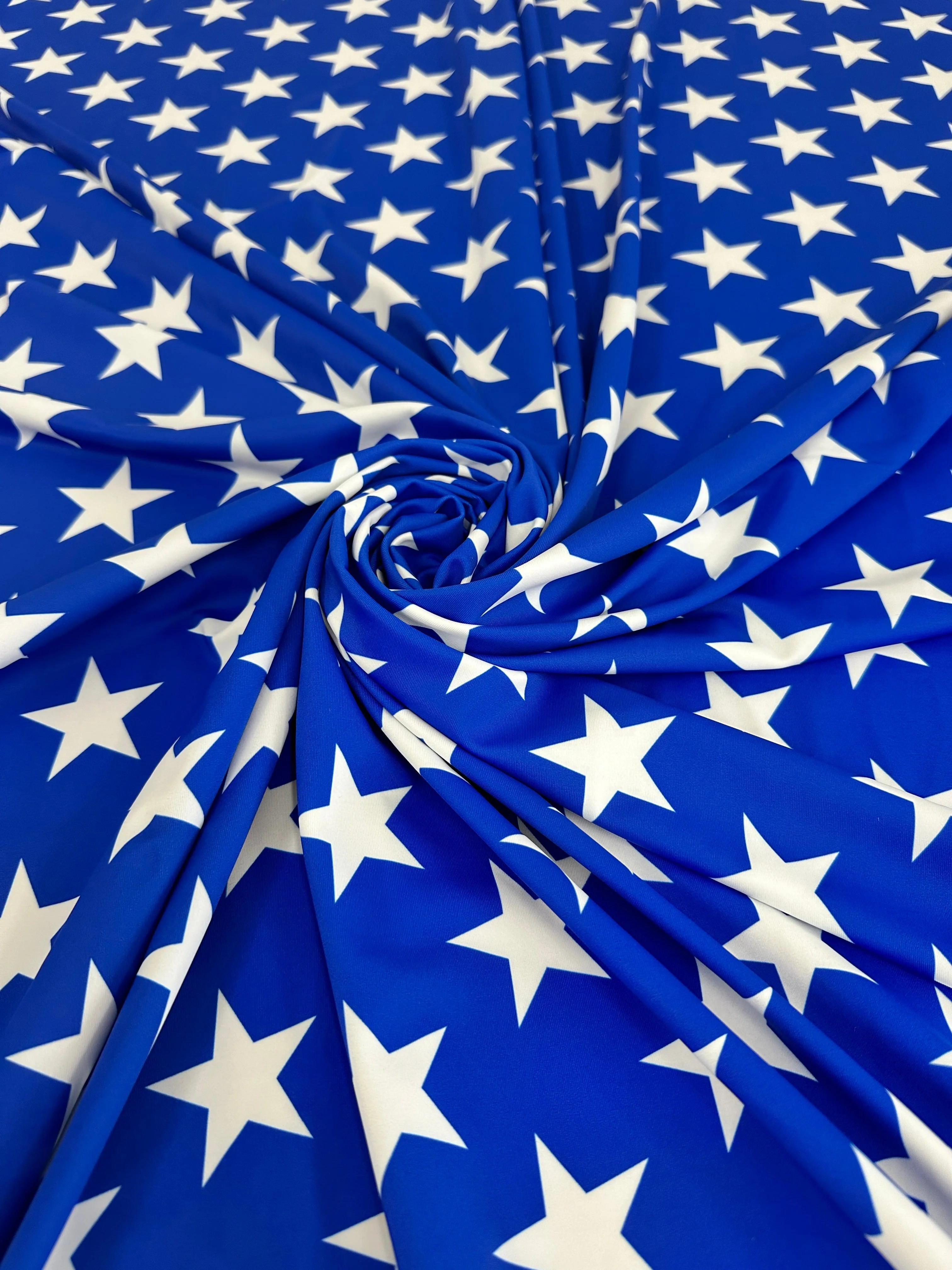 Royal Blue Star Print Nylon Spandex