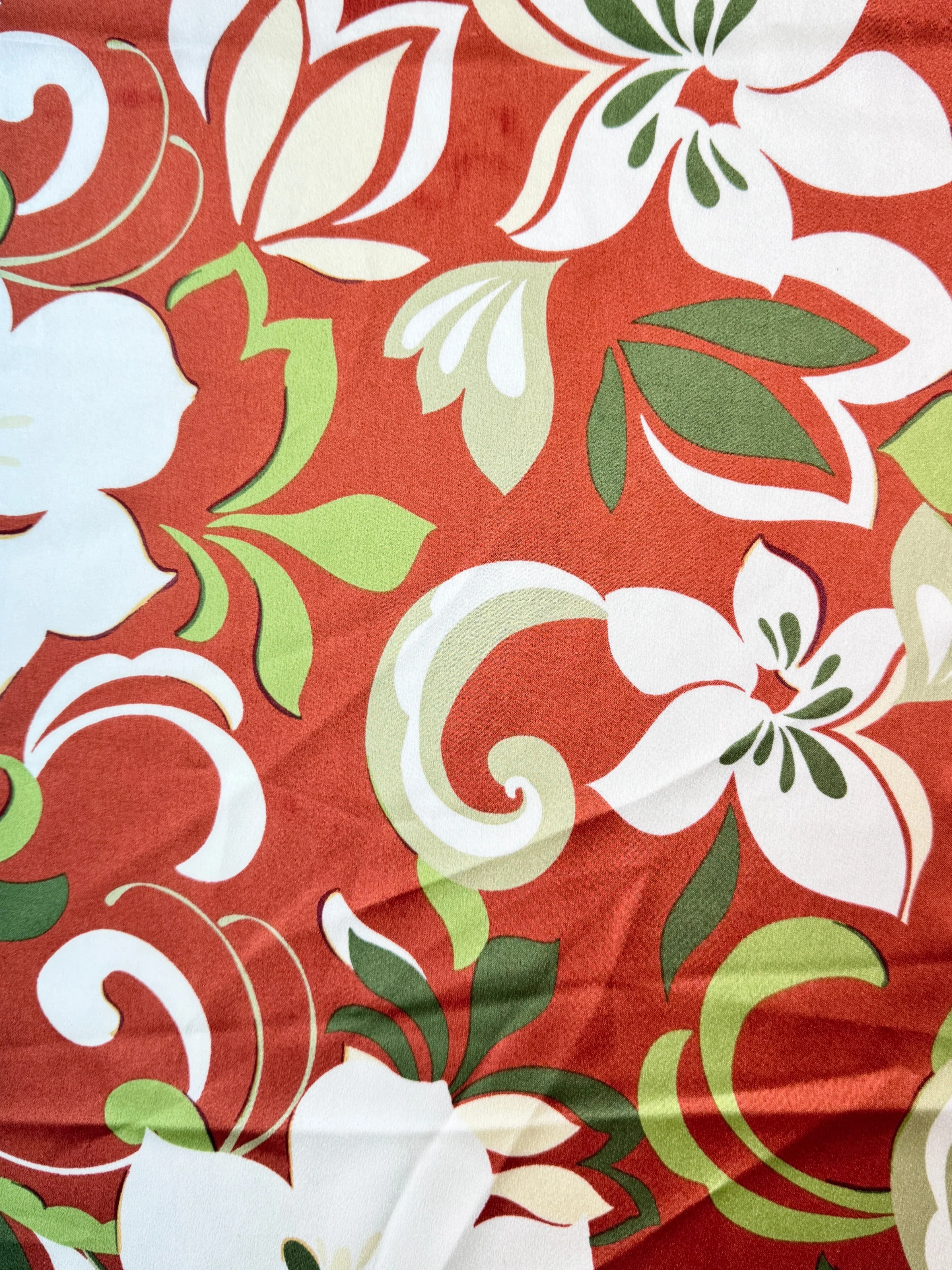 Rust Floral Print Satin - Image 4