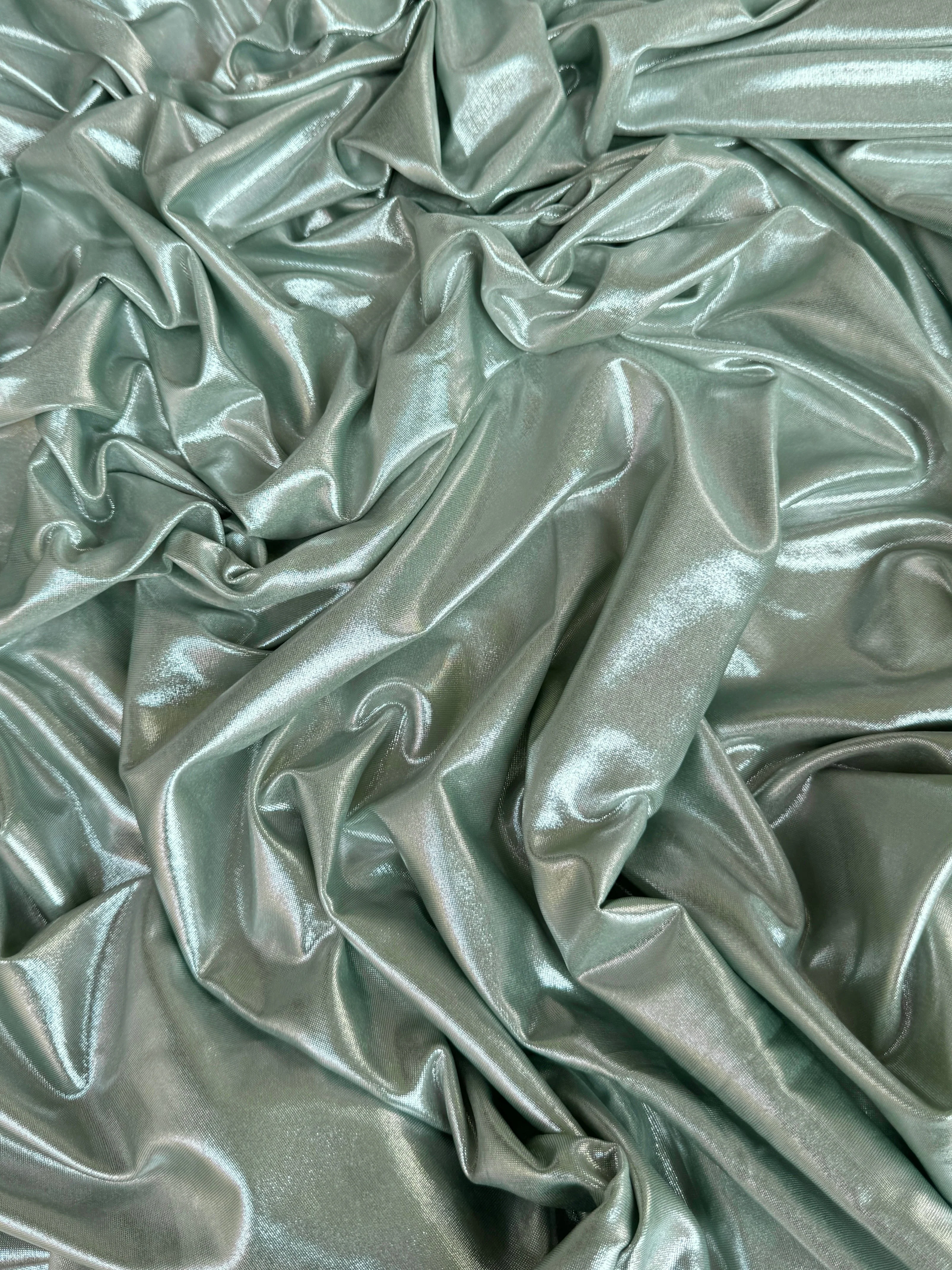 Sage Green Stretch Foiled Spandex - Image 7