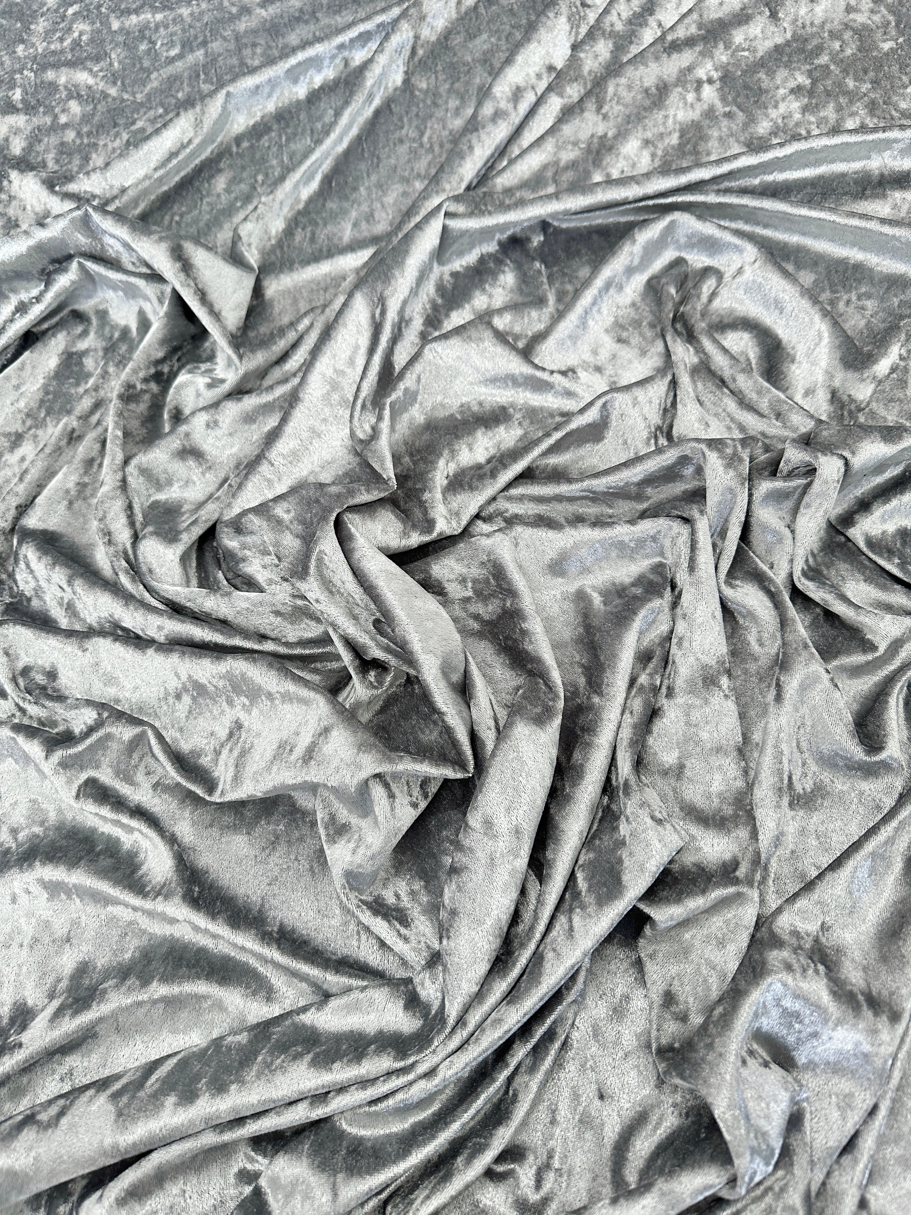 Silver Stretch Crushed Velvet - Image 6
