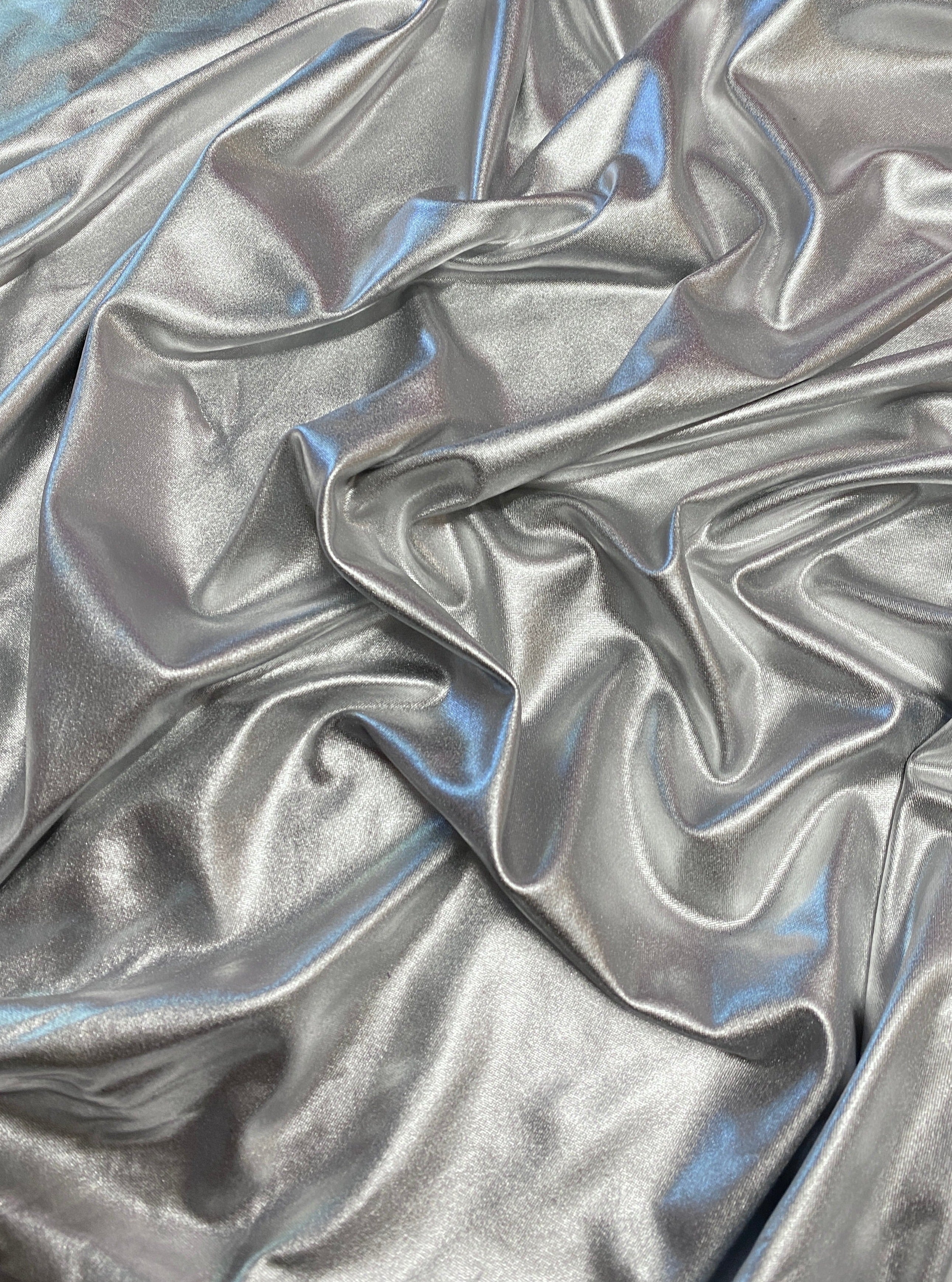 Silver Foil Lame Spandex - Image 2