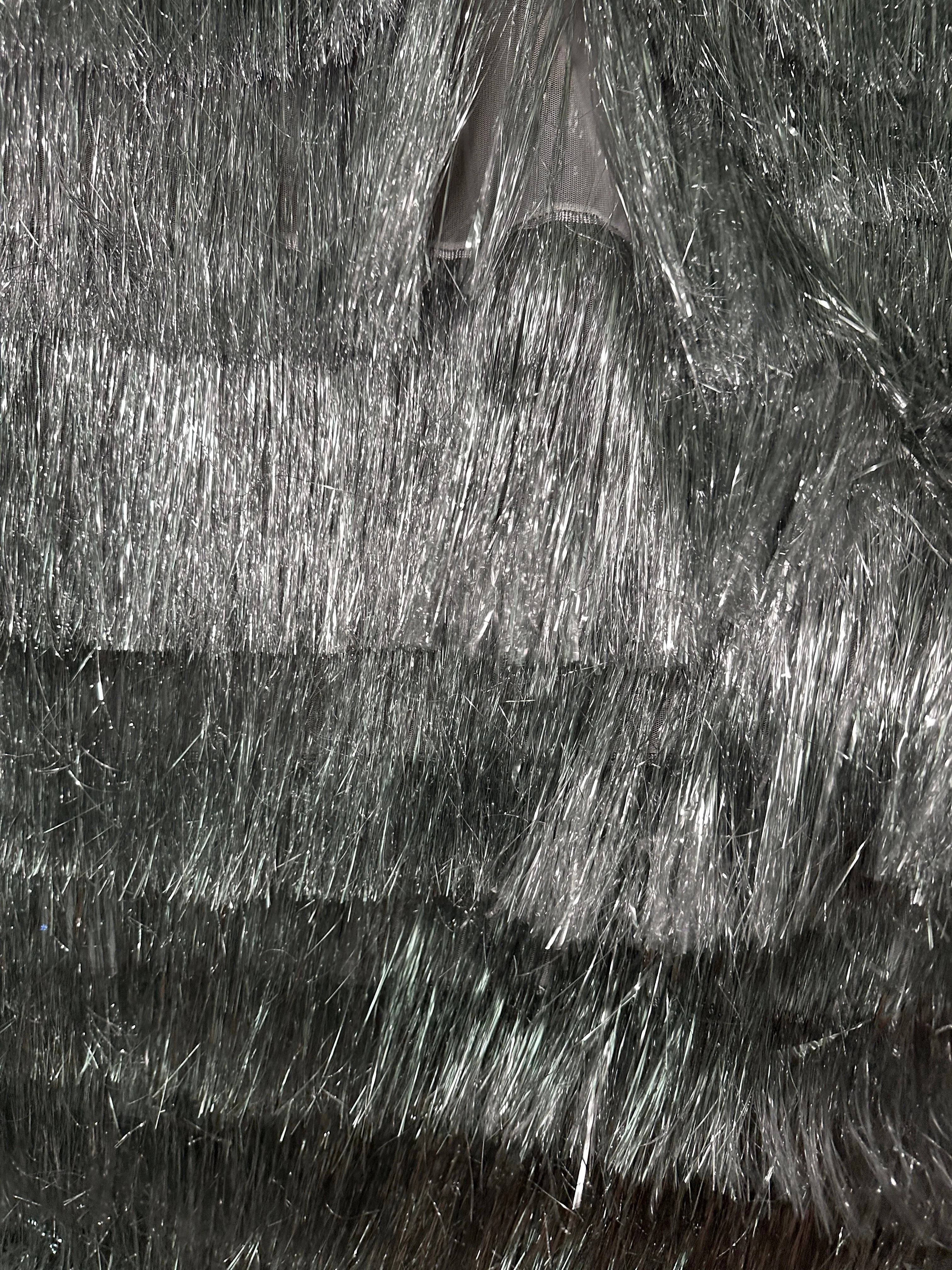 Silver Fringe Metallic Mesh Base Fabric