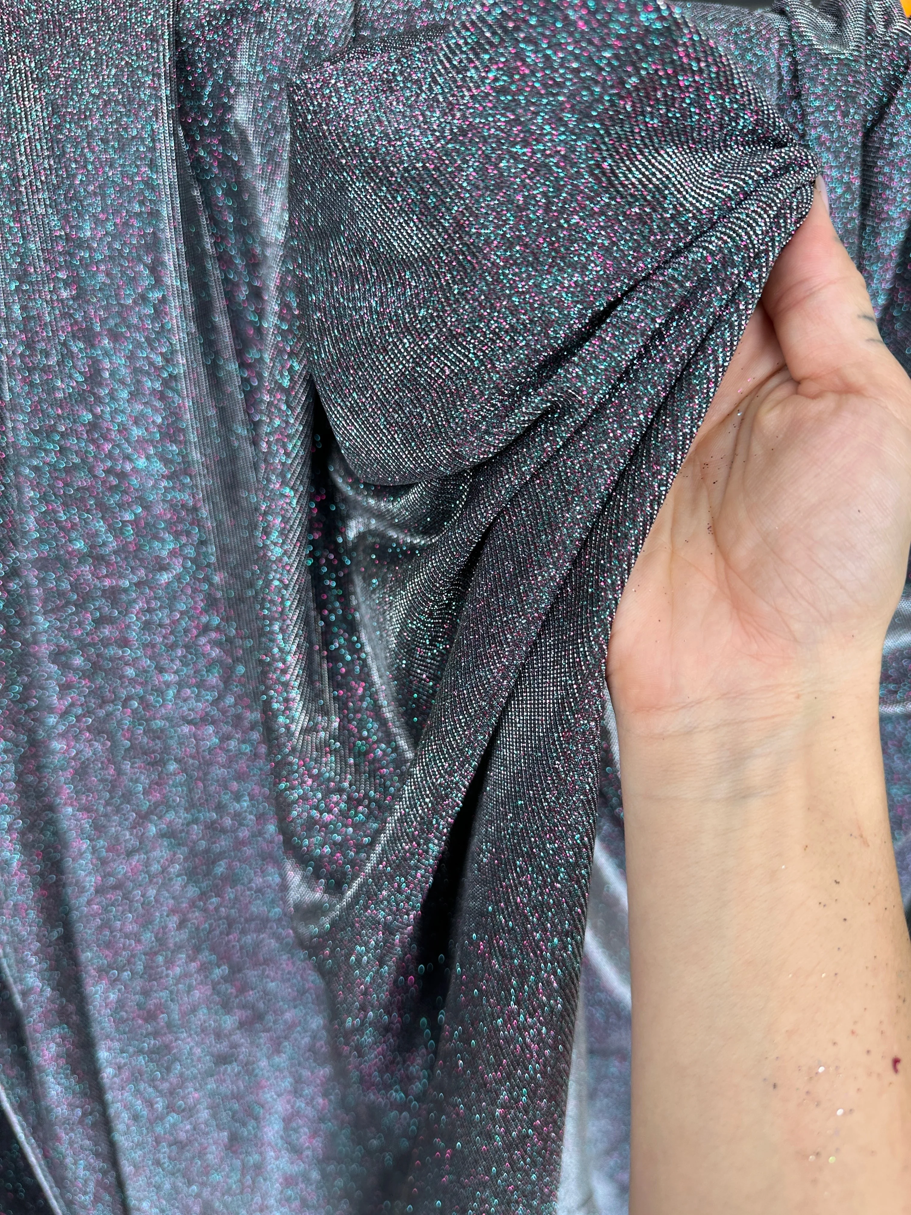Silver Iridescent Stretch Metallic Lurex - Image 4