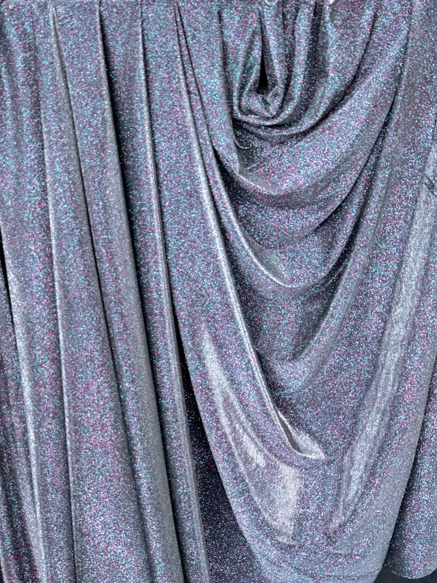 Silver Iridescent Stretch Metallic Lurex - Image 5