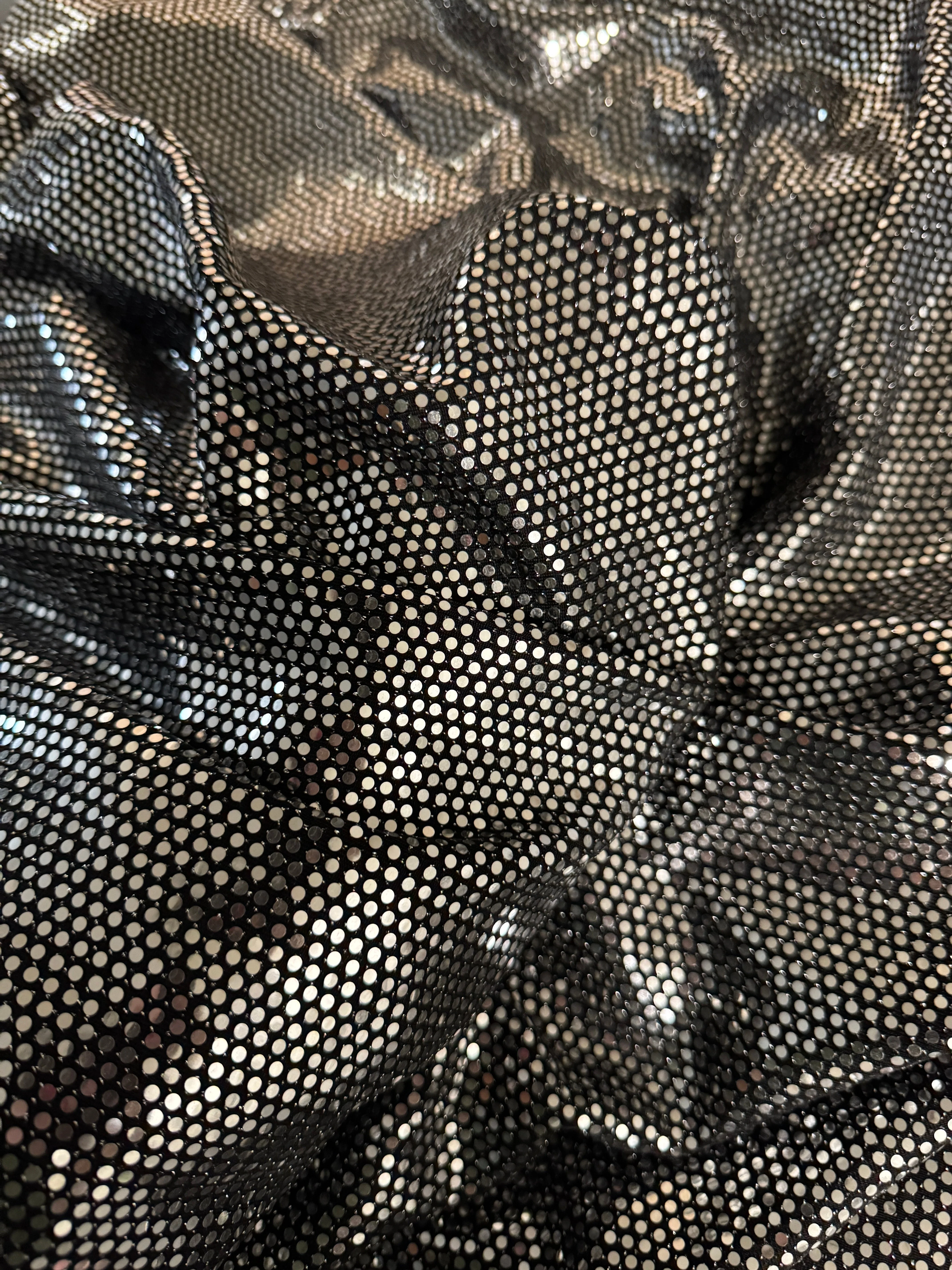 Silver Sequin Mirror Foiled Spandex - Image 2