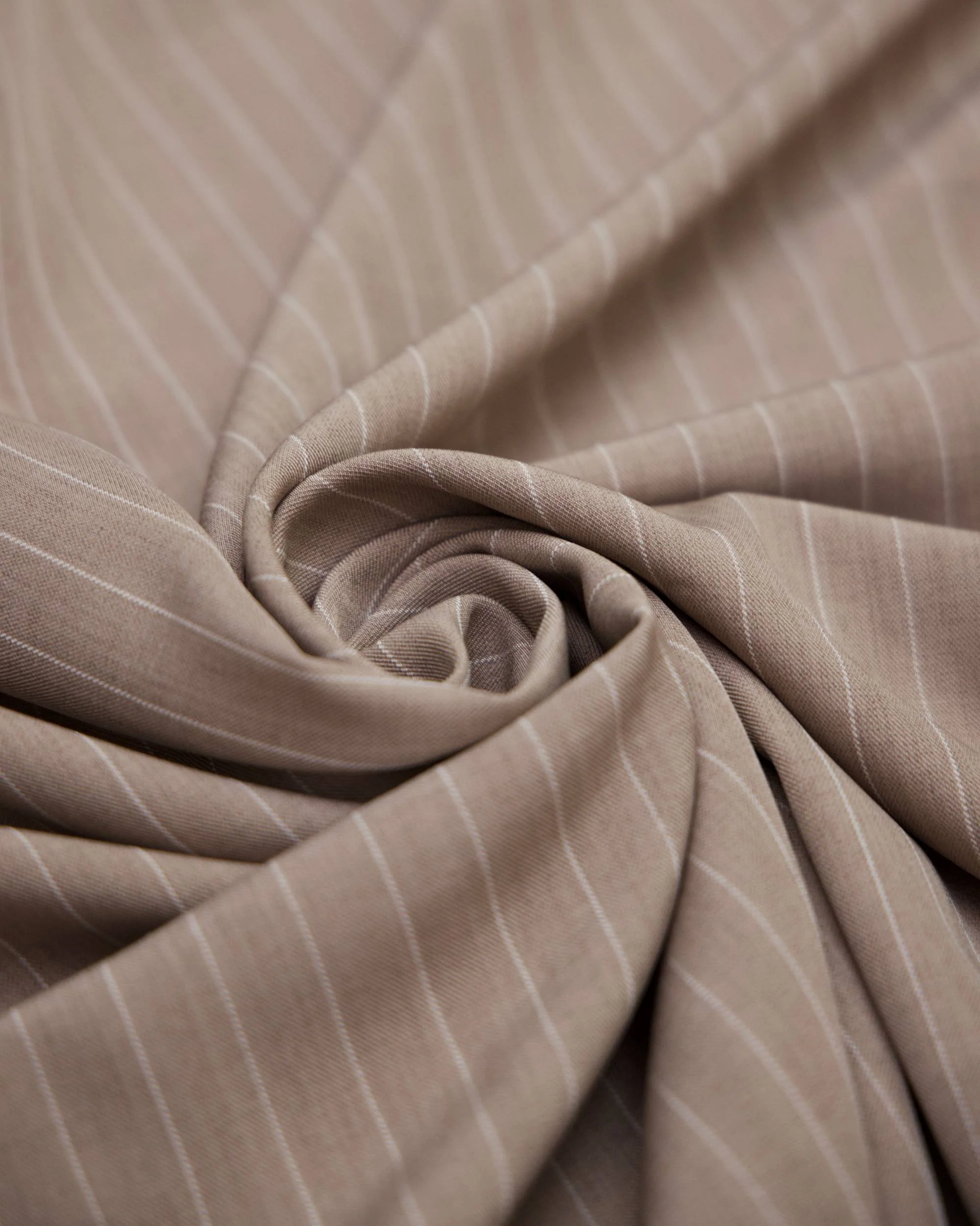 Tan Tailored Pin Stripe Suiting - Image 7