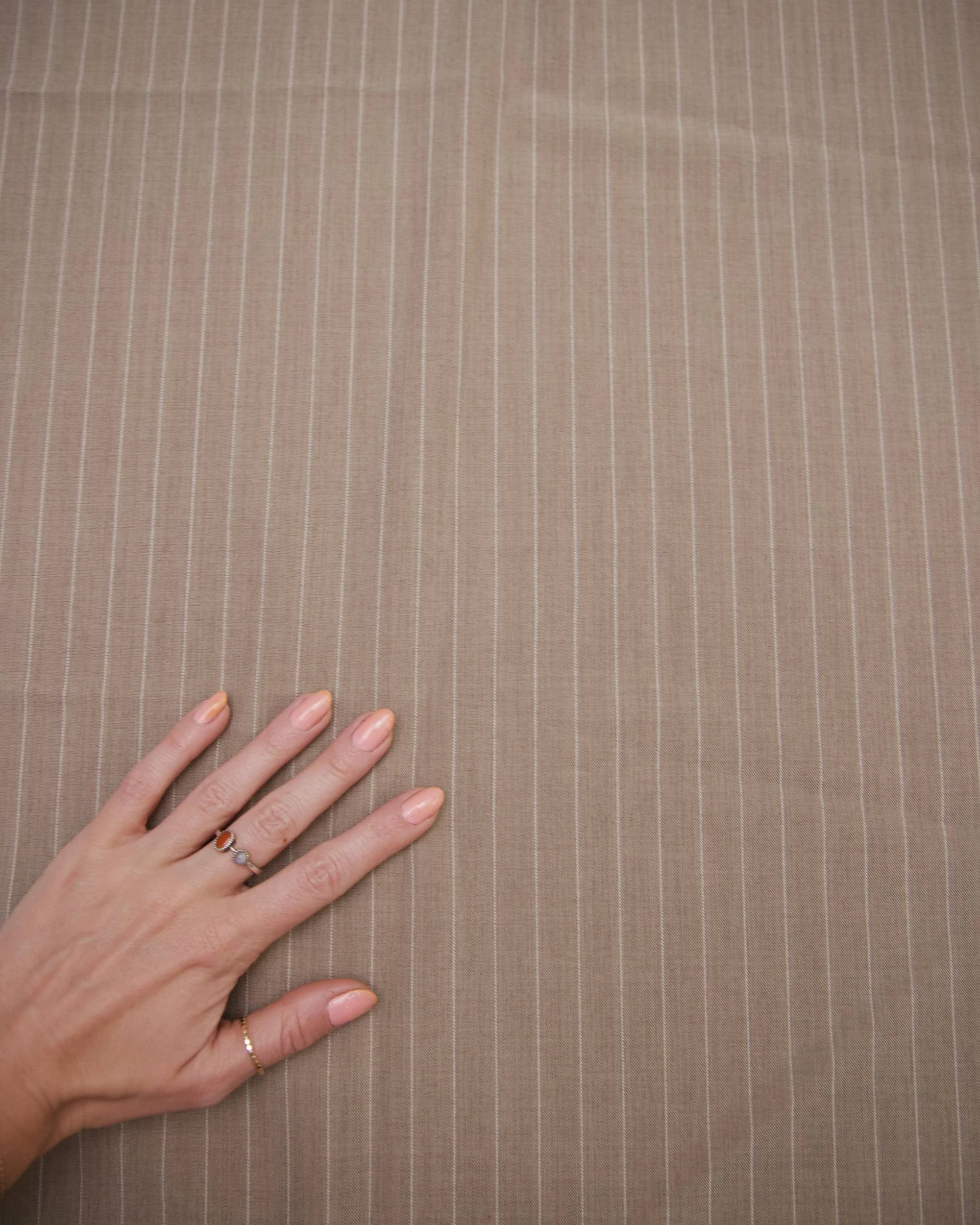 Tan Tailored Pin Stripe Suiting - Image 8
