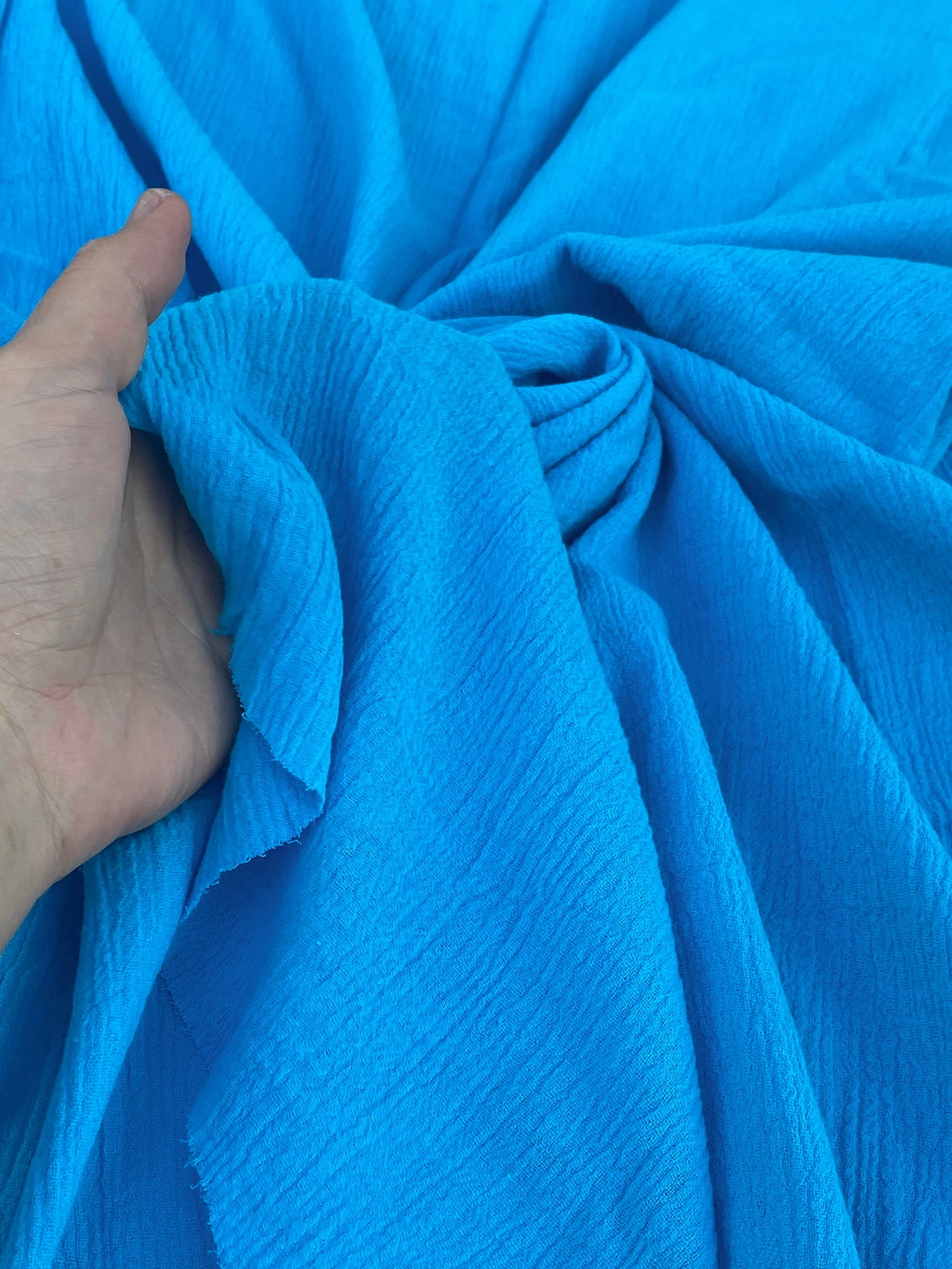 Turquoise Crinkle Cotton Gauze - Image 8