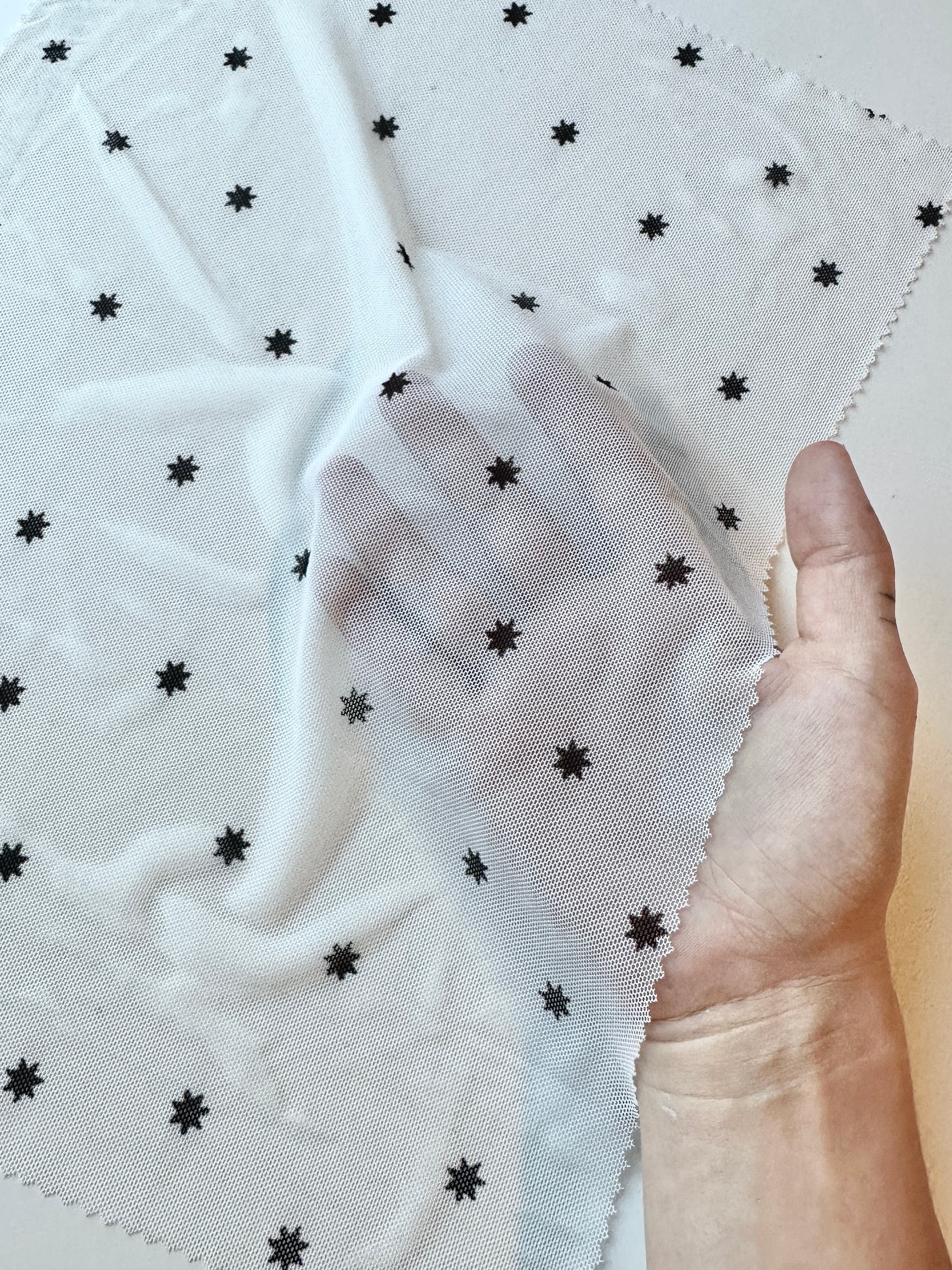 White Black Star Power Mesh
