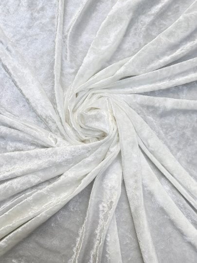 White Stretch Crushed Velvet