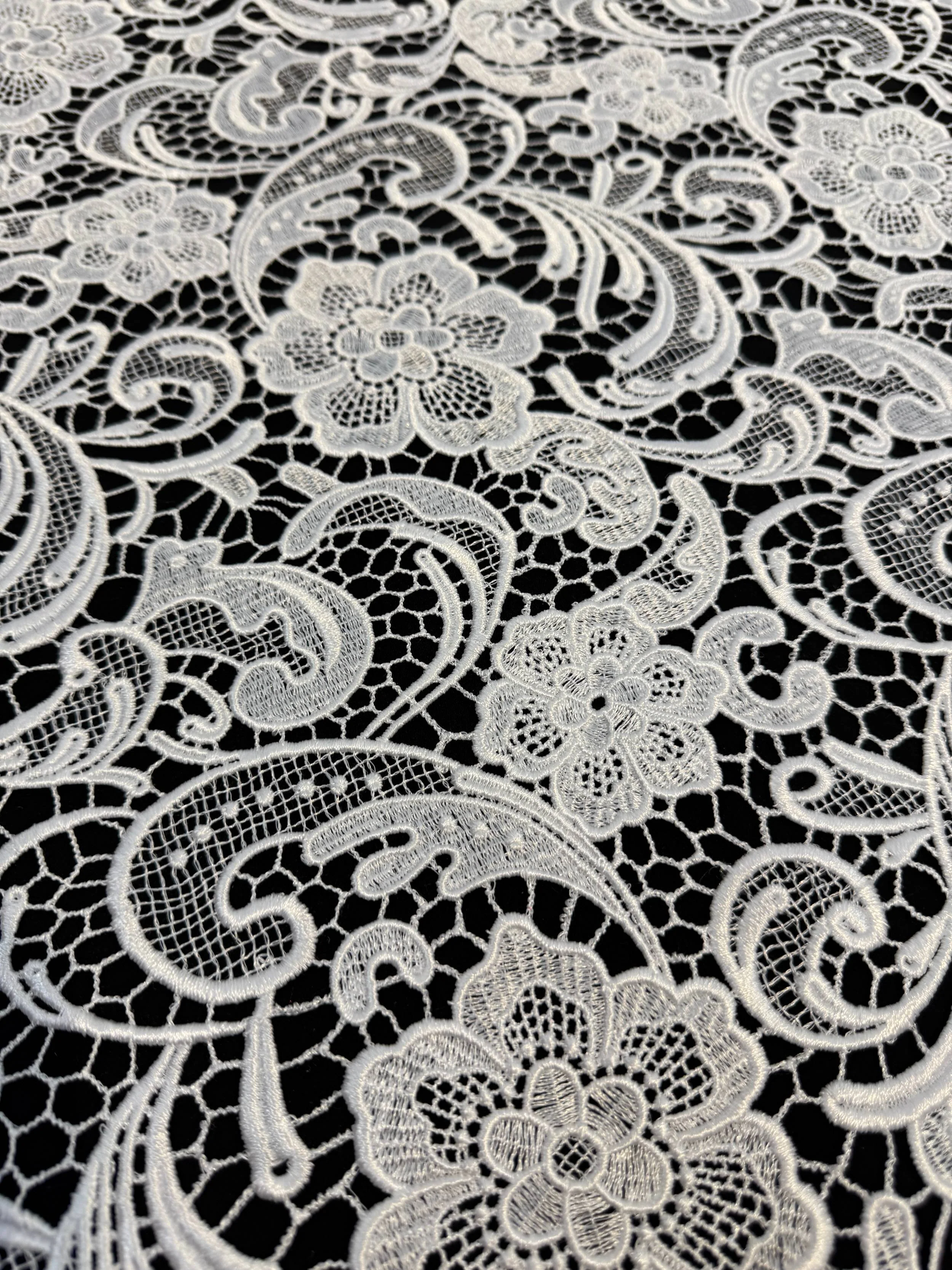 White Floral Couture Embroidered Scalloped Guipure - Image 3