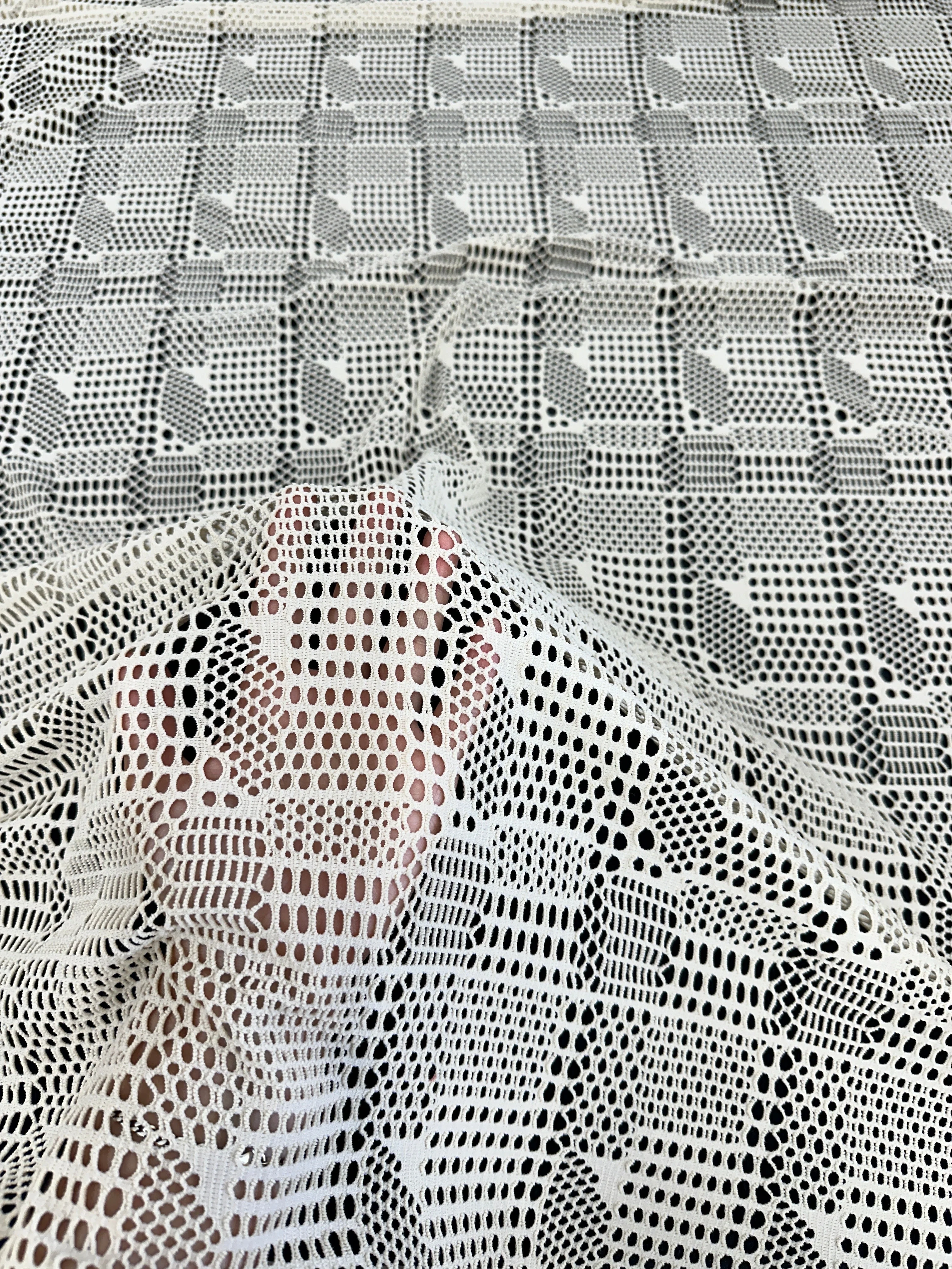 Beige Geometric Hollow Out Knit