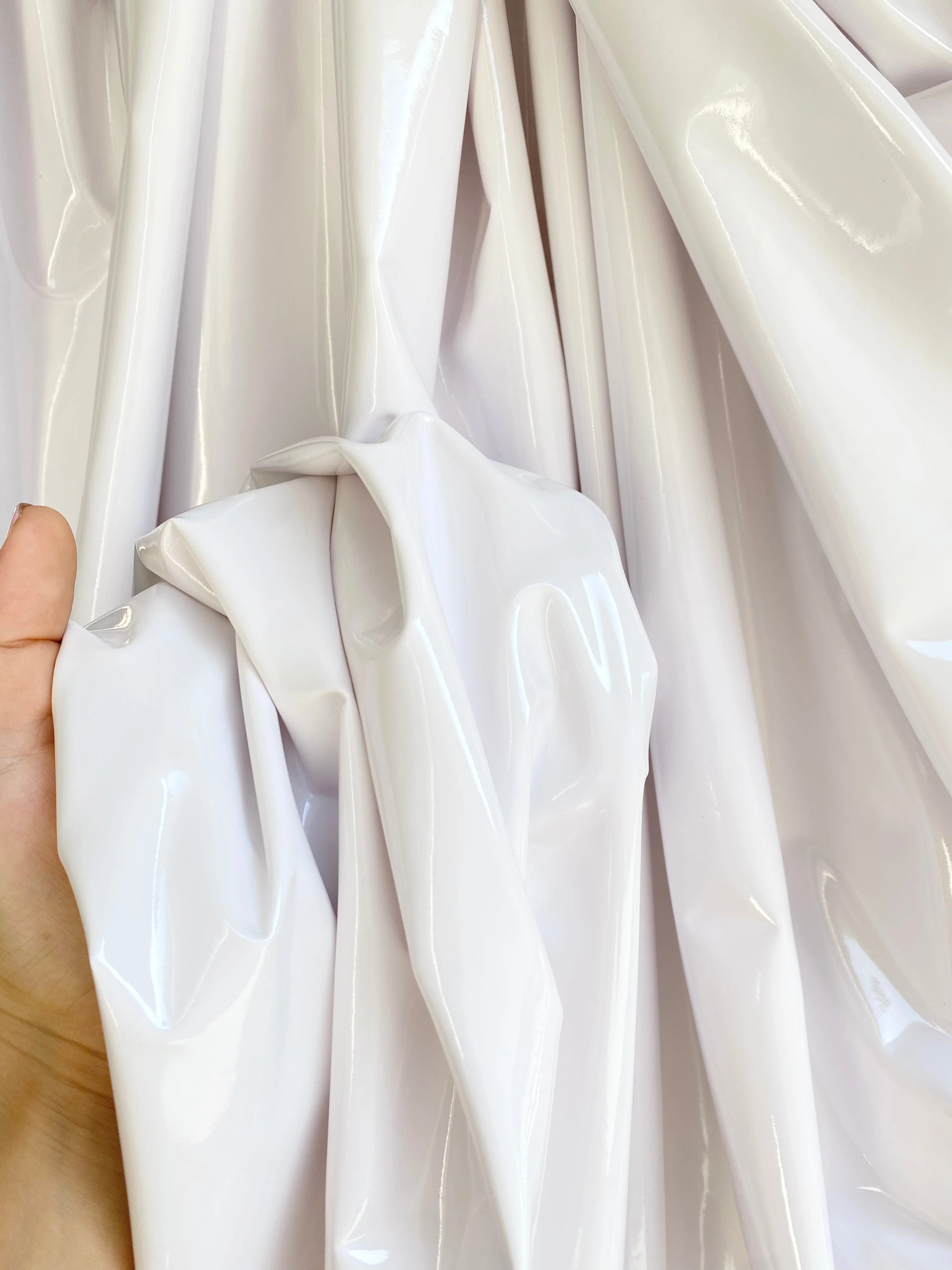 White Glossy Stretch Patent Leather/Latex - Image 3